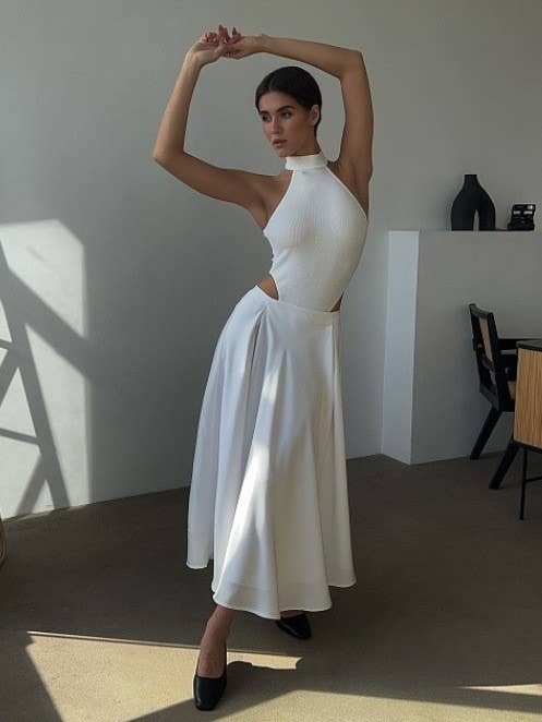 Hope & Sunshine - Vendita all'ingrosso Gonna - Donna - Gonna midi a vita alta in raso18