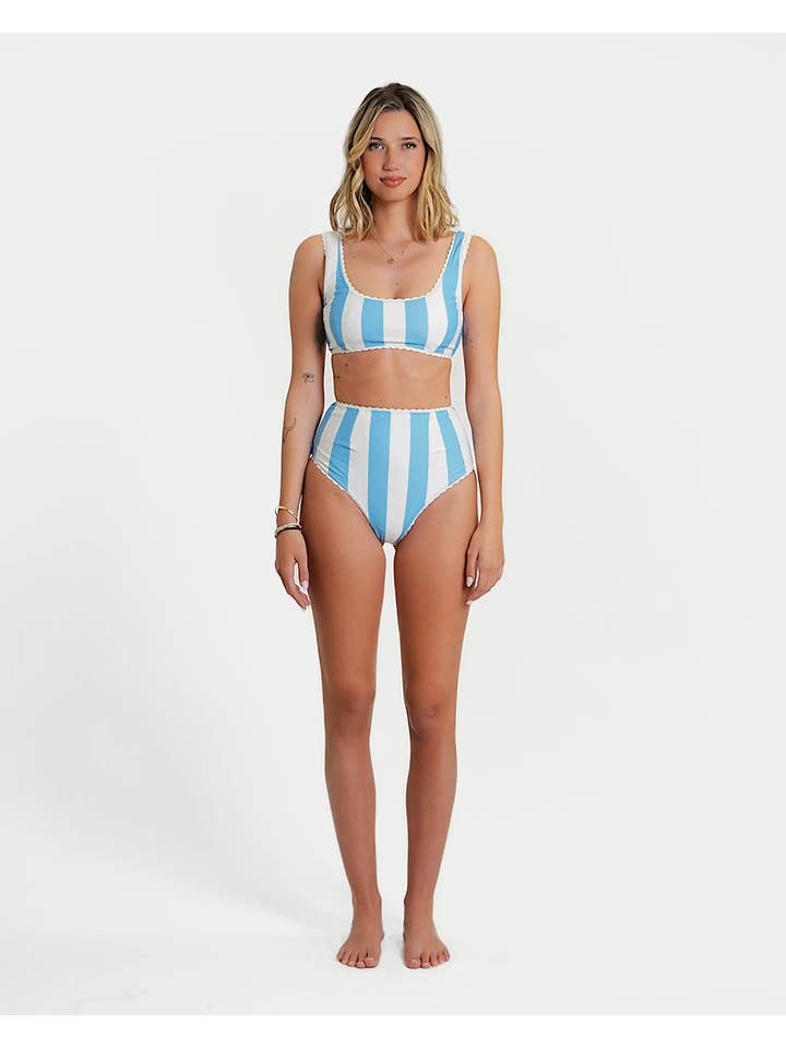 Hammies - Wholesale Two Piece Swimsuit - Women's - Cabana Stripe Bikini (Blue Poppy)