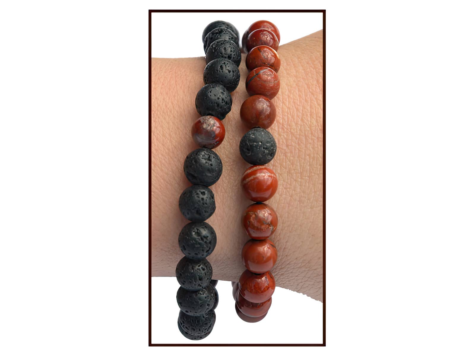 Gypsy Rose - Vente Bracelet de perles - Bracelets relationnels Red Jasper & Lava (lot de 2)