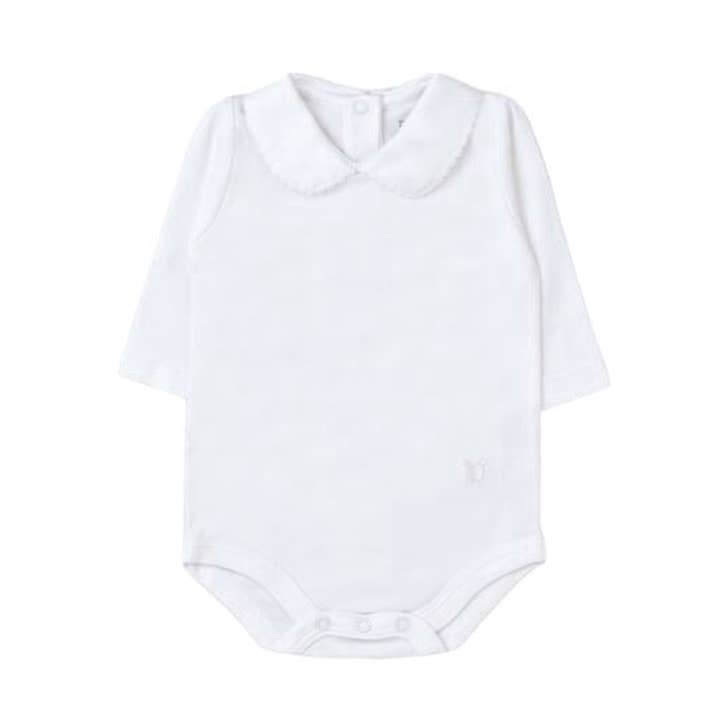 Body de Manga Comprida com Gola para Bebé TCBaby, Branco por atacado de Tecomoabesos