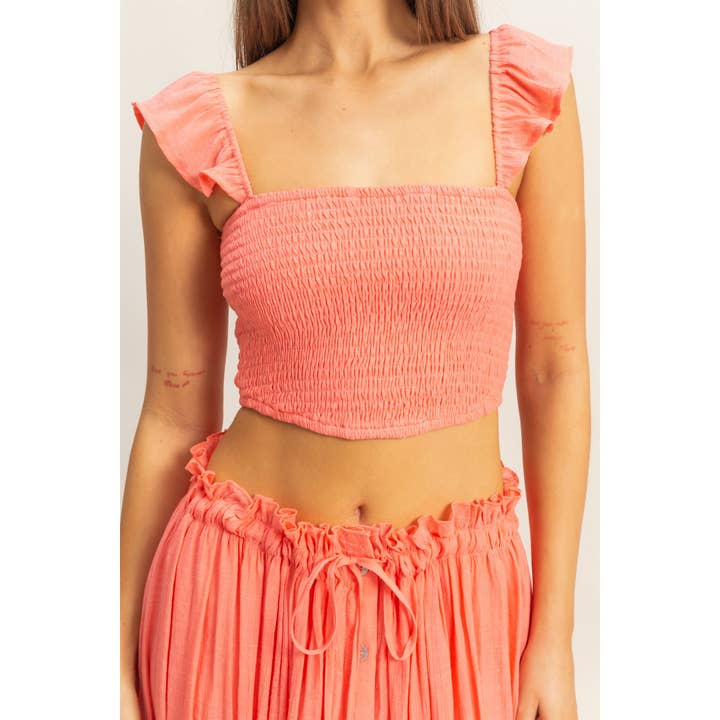 HYFVE - Wholesale Top & Skirt Set - Women's - HF25E051-SET-Smocked Sleeveless Top And Maxi Skirt Set