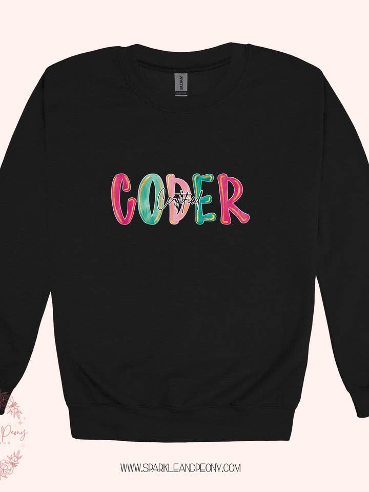 Certifierad kodare grafisk sweatshirt - vuxenstorlekar för wholesale av Sparkle and Peony
