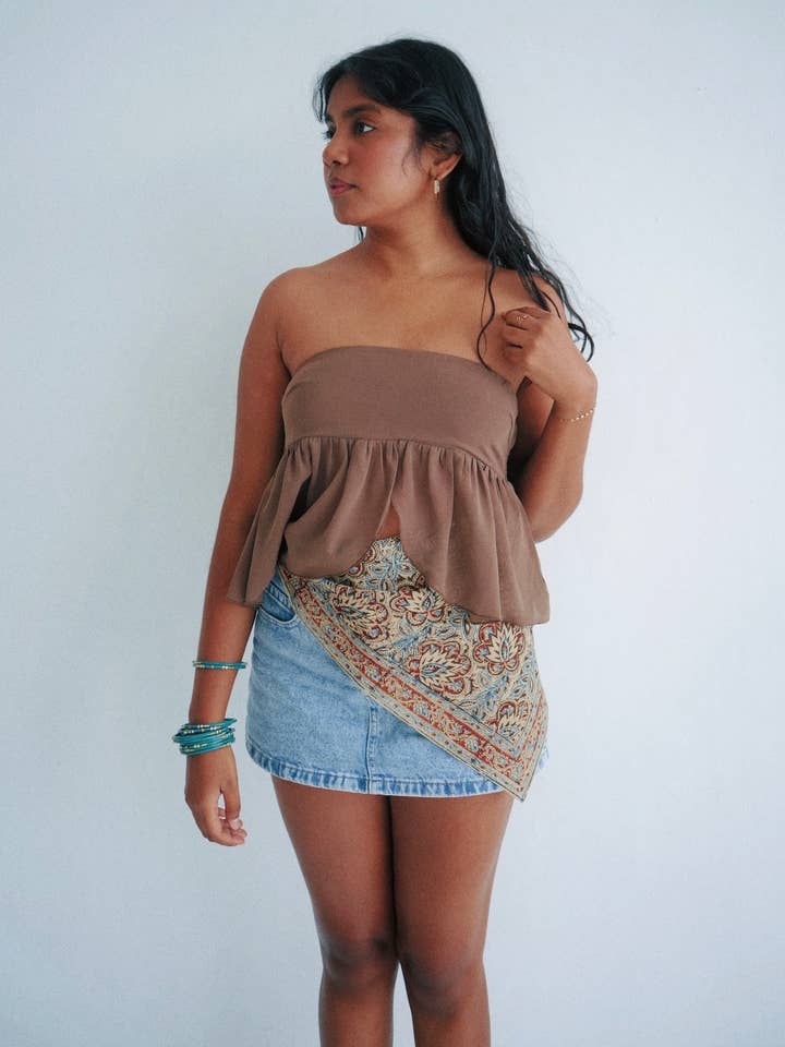 Beaded Beatle - Kalamkari Cotton Bandana (KK1438) for wholesale by White Lotus Fashions