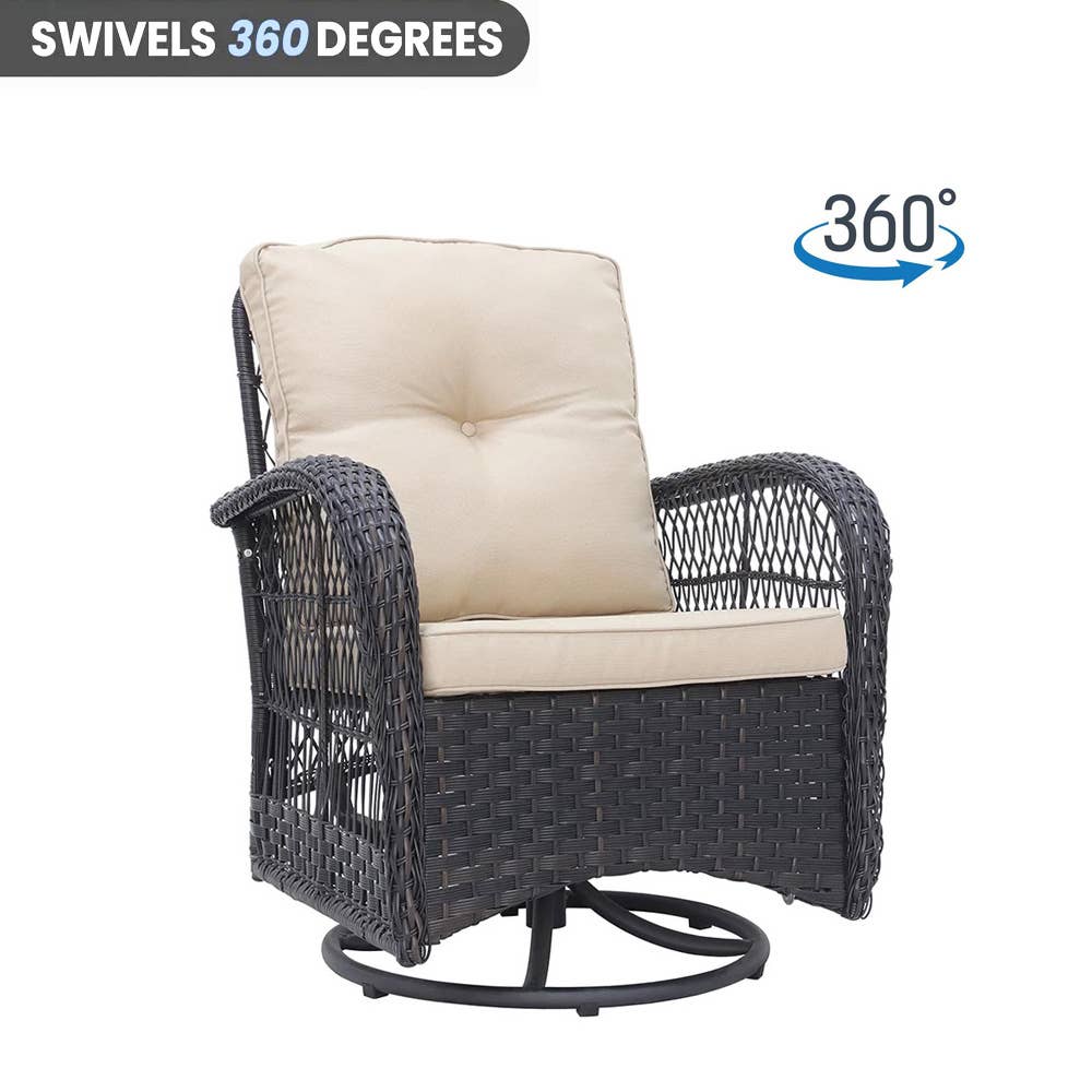 Abble - Vente Salon de terrasse - Ensemble de conversation d'extérieur en osier 3 pièces2