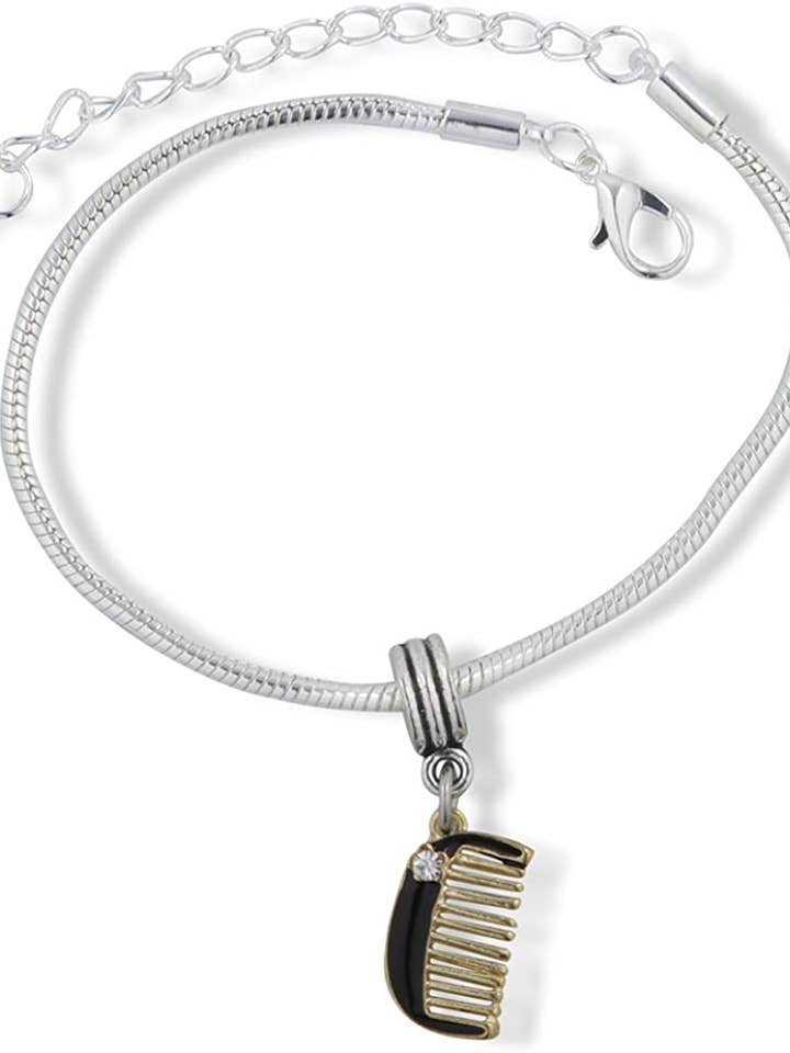 Zwarte kam haarstylist Snake Chain Charm Armband voor wholesale door Dave The Bunny