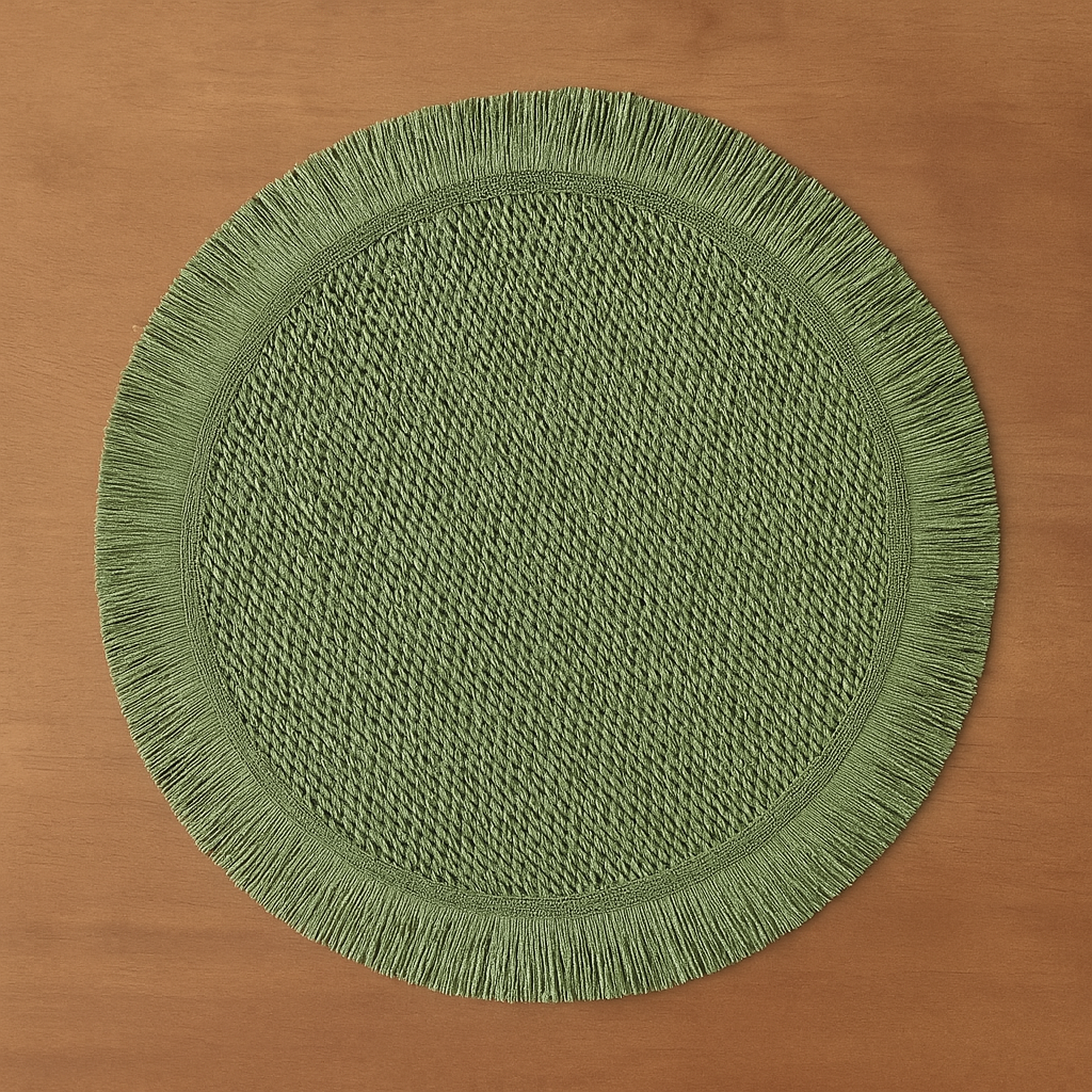 Fennco Styles - Wholesale Placemat - Braided Woven 15" Round Placemat with Fringe0