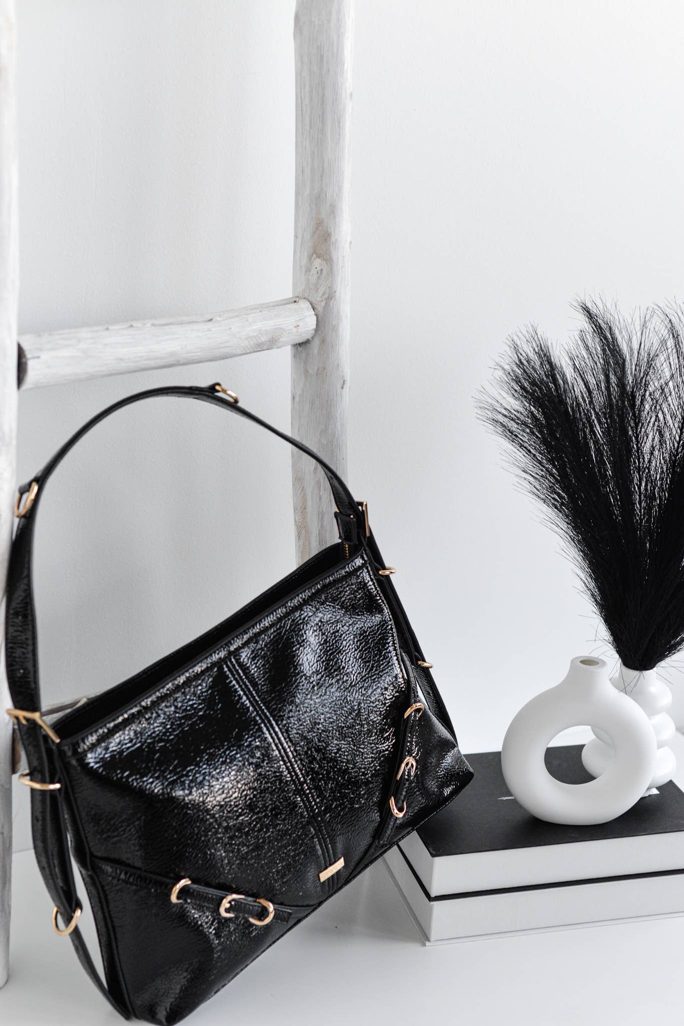 NOCO - Wholesale Shoulder Bag - Women's - Black Patent Leather Buckle Hobo1