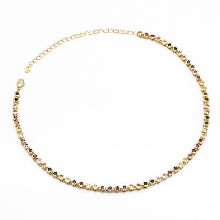 BestBeads&Beyond - Wholesale Link & Chain Necklace - Multicolor CZ Chain Link Necklace,sku#LD4162