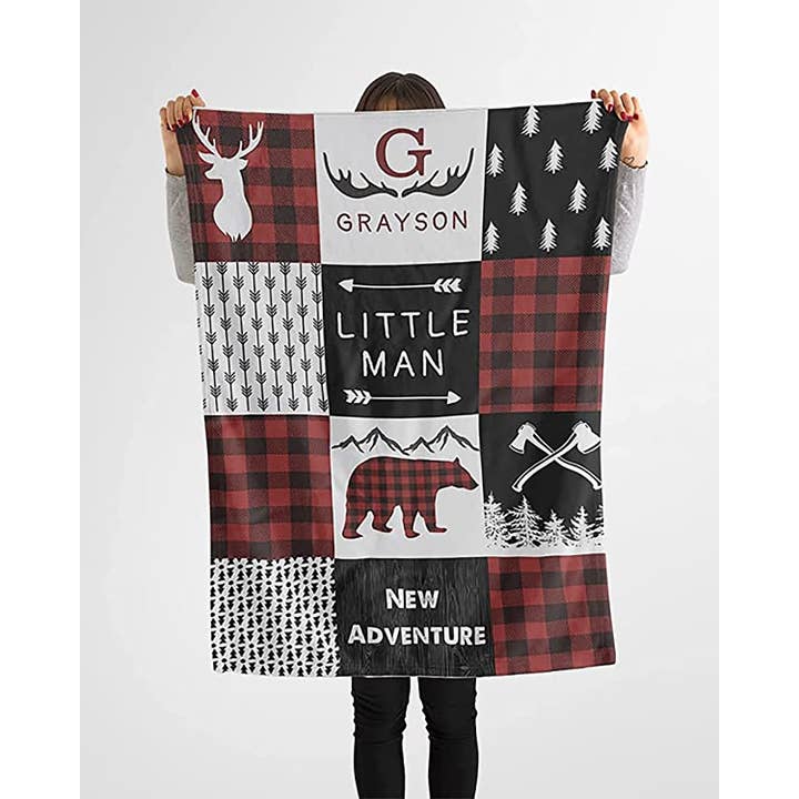 Personalisierte Babydecke, Babyname Woodland Nursery für den Großhandel von Angeline Kids