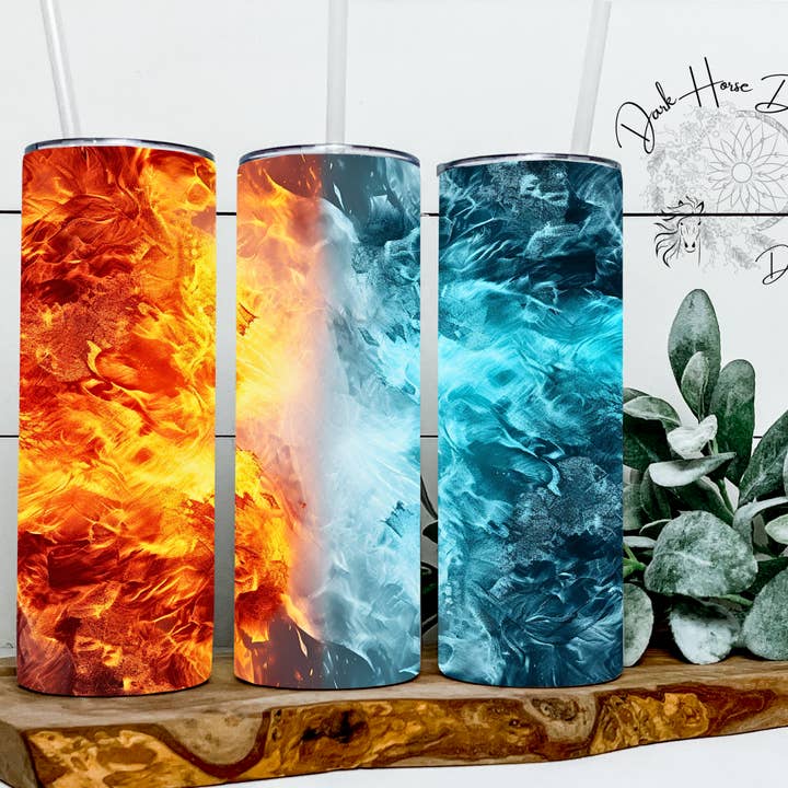 Eld och is - Kollision - Tumbler för wholesale av Dark Horse Dream Designs LLC