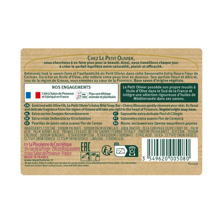 BIOCHALA - Wholesale Bar Soap - LE PETIT OLIVIER 2 French soap Extra mild - Cherry Blossom1