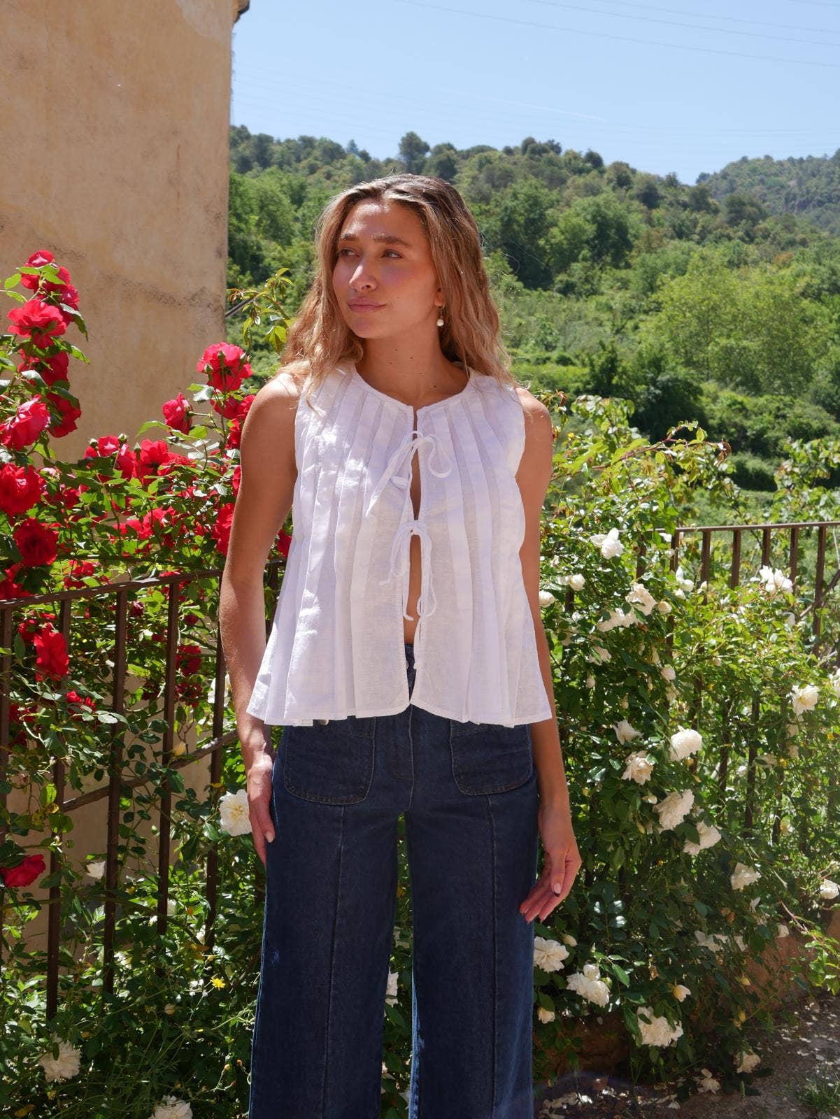 MindTraveler - Wholesale Blouse - Women's - Top Gigi White Linen3