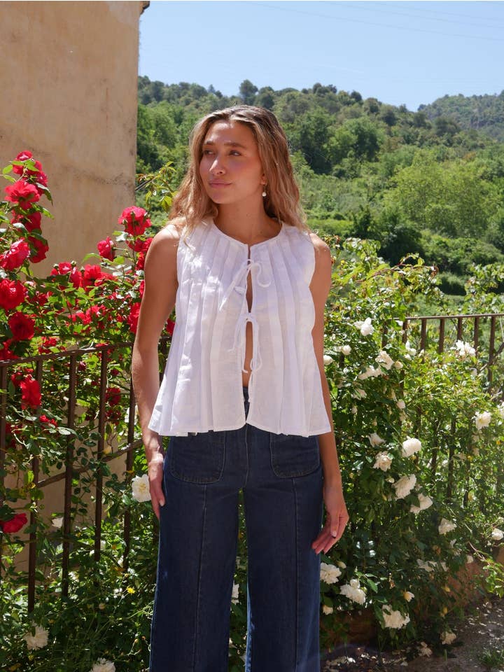 MindTraveler - Venta al por mayor Blusa - Mujer - Top Gigi Blanco Lino3