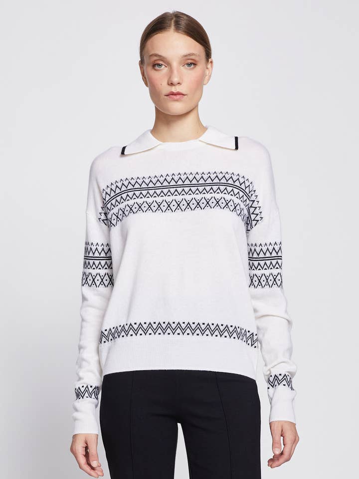 Stateside - Wholesale Knit Sweater - Women's - Faire Isle Collar Sweater in Cream0