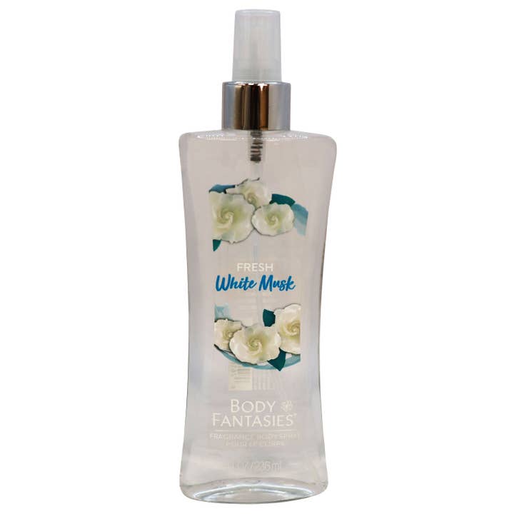 Body Fantasies Fragrance Body Spray Fresh White Musk 8 Oz. for wholesale by KT Supply