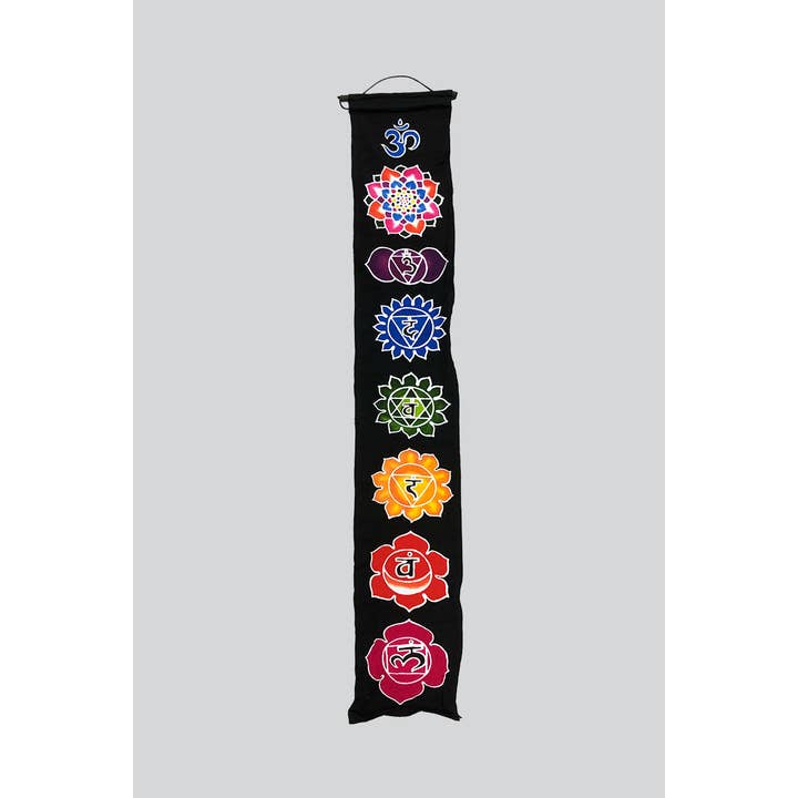 Kathmandu Imports - Wholesale Tapestry/Textile - 7 Chakra Wall Hanging Cotton Prayer Flags (CP-43)