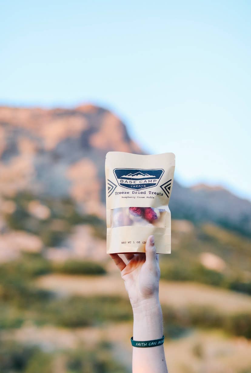 Base Camp Treats - Wholesale Chocolate Covered Sweets - Freeze Dried Raspberry Cream Puffs - Case of 64