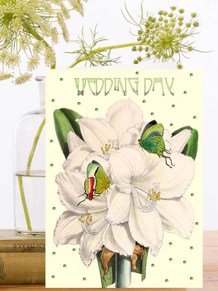 WD003P ~ Hand Glittered Wedding Card for wholesale by Madame Treacle