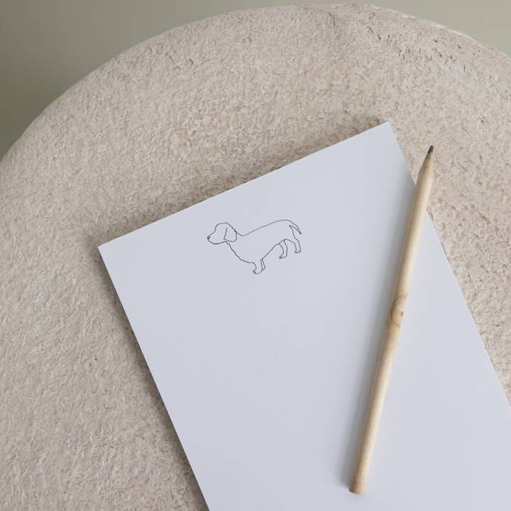 A5 wire-haired dachshund notepad, white for wholesale by Lieblingspfote