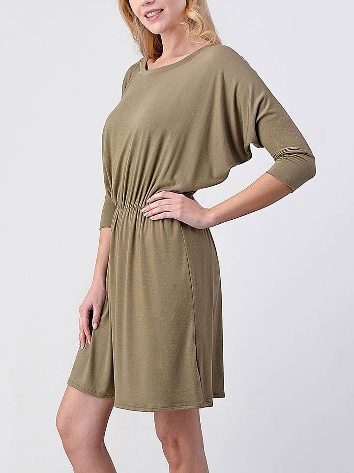 3/4 Dolman Sleeve Modal Jersey Dress, D370 for wholesale by Heimious