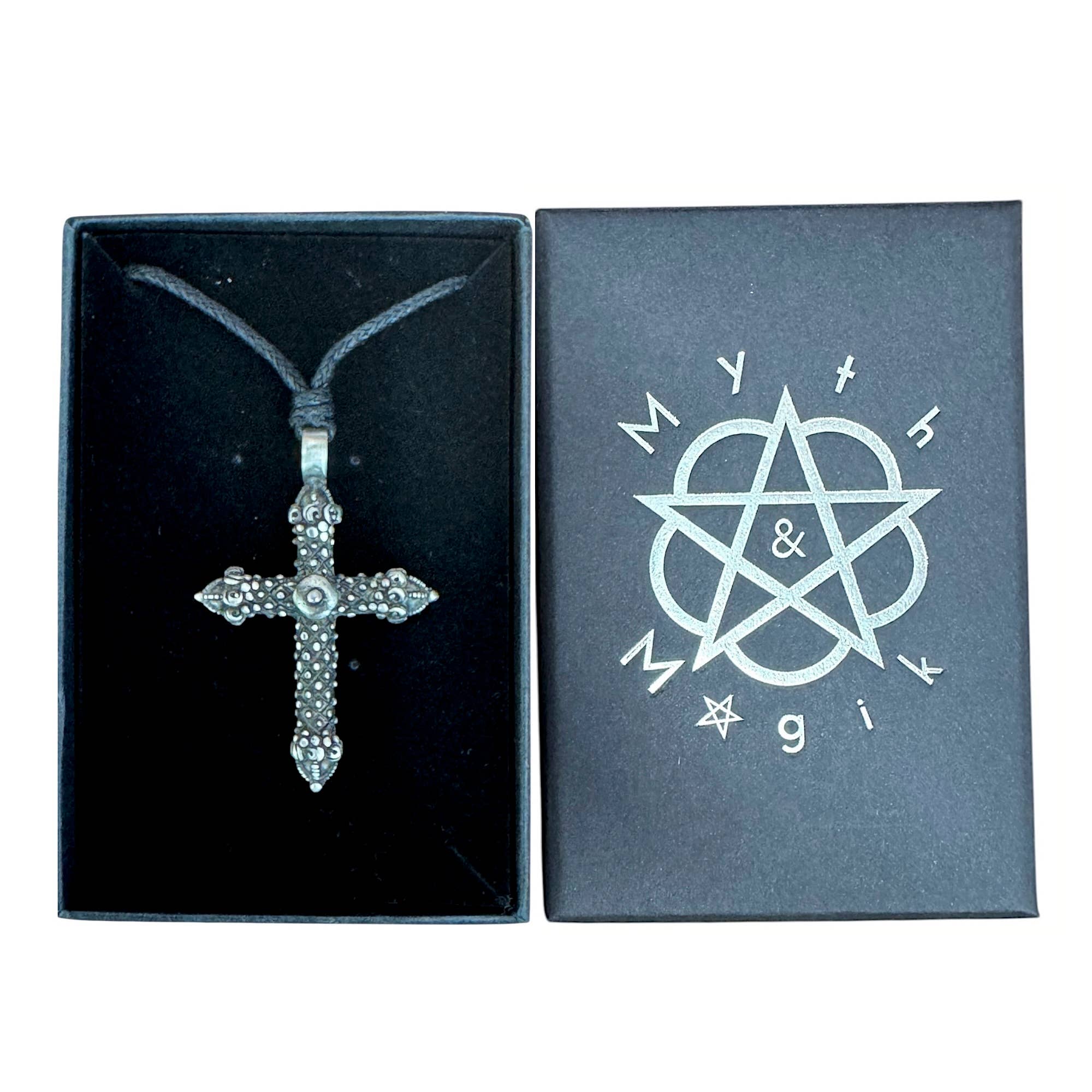 Myth & Magik - Silver Jewellery Cavern Wholesale - Wholesale Pendant/Charm Necklace - Hallowed Cross Pewter Necklace – Adjustable Gothic (USA-DDP)2