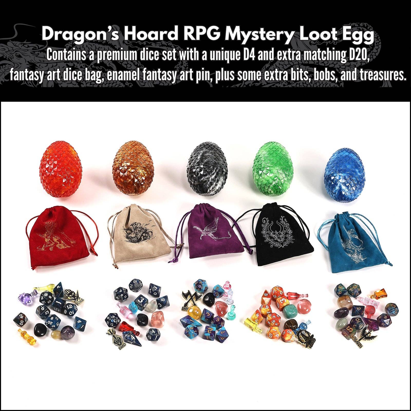 Hymgho Premium Dice - Wholesale Dice - Dragon's Hoard RPG Mystery Egg1