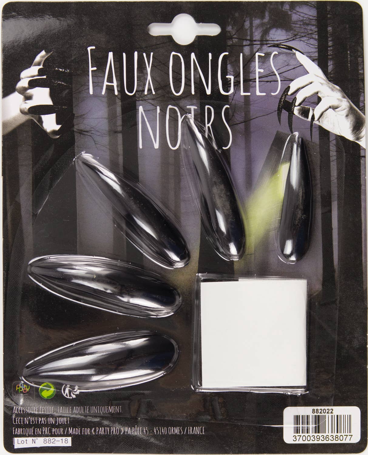 Party Pro - Wholesale Costume - Unisex - BLACK FAKE NAILS X 101