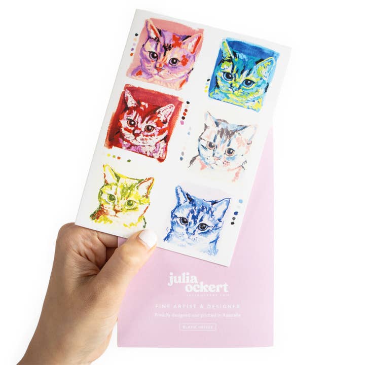 Julia Ockert - Wholesale Everyday greeting card - Quirky Cat Colour Swatches Greeting Card1