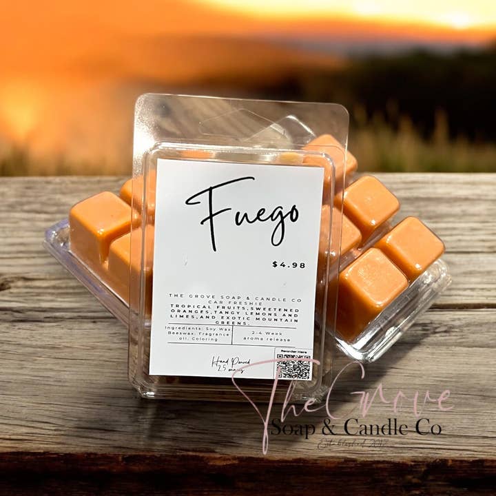 Fuego Wax Melt per la vendita all'ingrosso da parte di The Grove Soap & Candle Co