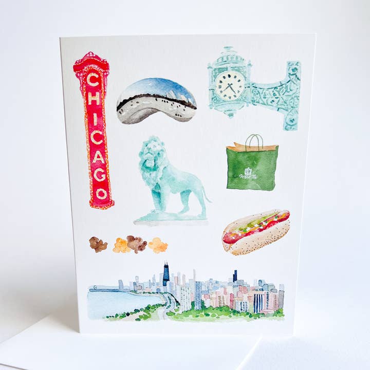 Chicago Landmarks Greeting Card for wholesale by Kathryn Voss Design