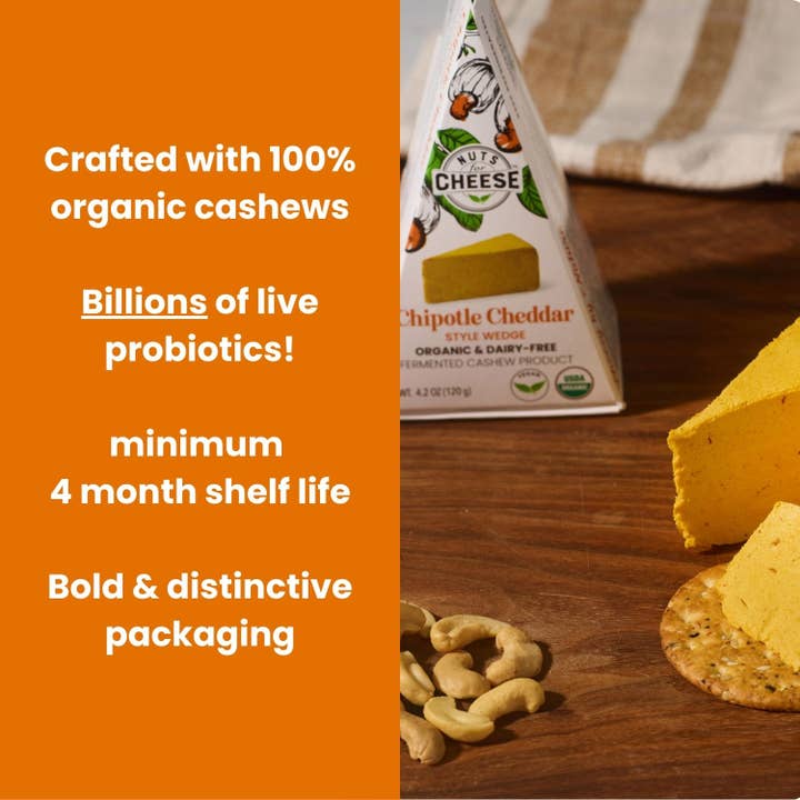 Nuts For Cheese - Wholesale Cheese - Chipotle Cheddar Style Cashew Cheese Wedge | Organic | Vegan