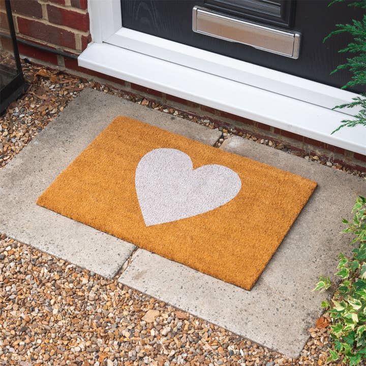 Rinkit Ltd - Wholesale Door Mat - Nicola Spring Non-Slip Coir Door Mat - 60 x 40cm - White Heart2