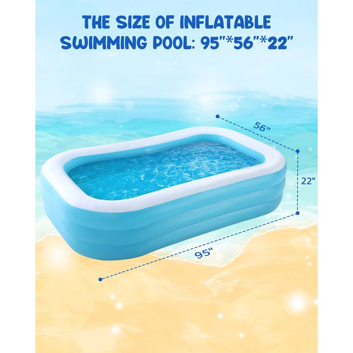 Above Edge - Wholesale Inflatables - 95inch Inflatable Pool Rectangular Inflatable Swimming Pool