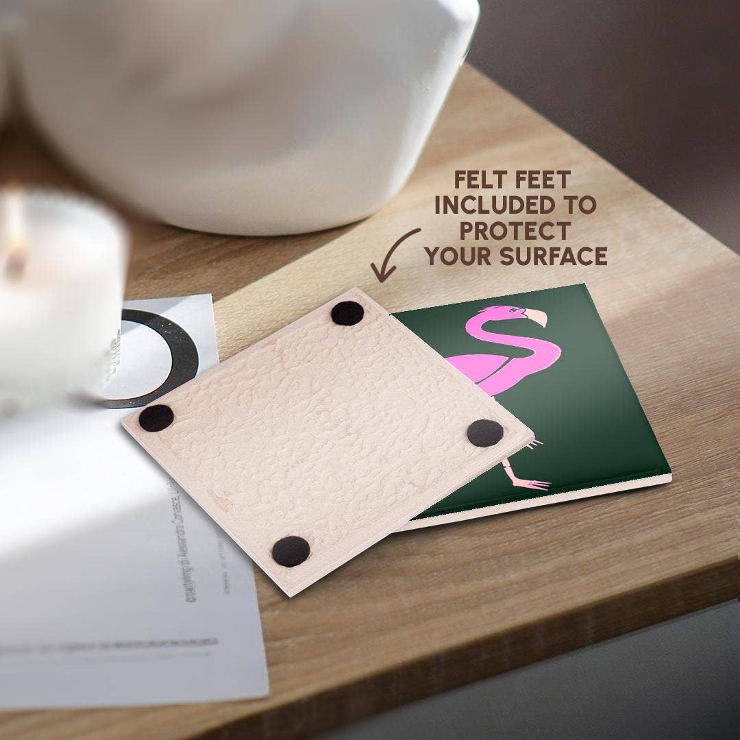 3dRose – Großhandel Untersetzer – 3dRose, Hellrosa Flamingo auf schwarzem Hintergrund, Untersetzer3