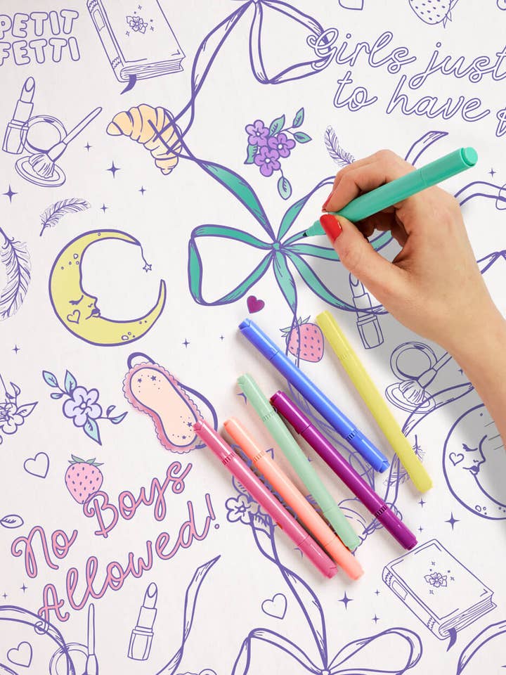 Sweet Dreams Paper Tablecloth - coloring tablecloth for wholesale by Petit Fetti