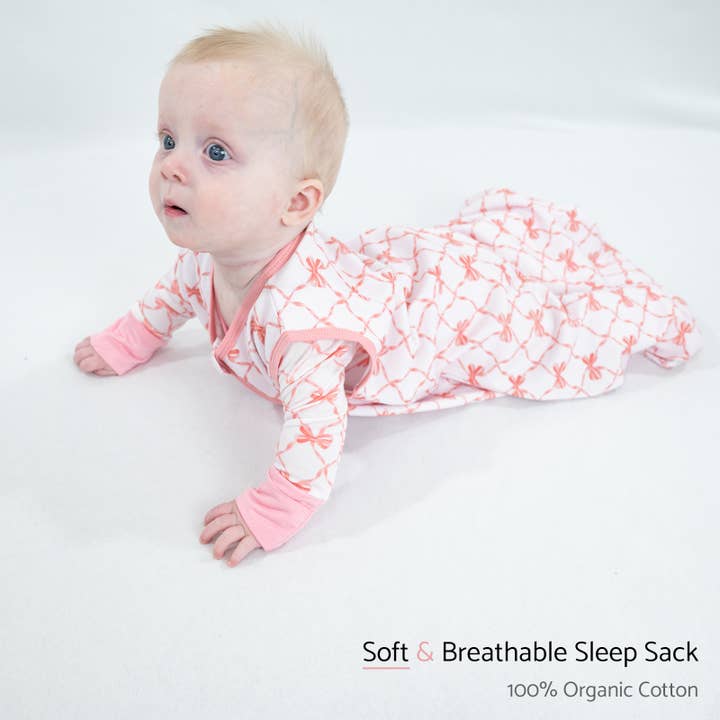 LollyBanks - Wholesale Sleepsack - Baby - Beautiful Bows Baby Girl Sleep Sack, 100% Organic Cotton