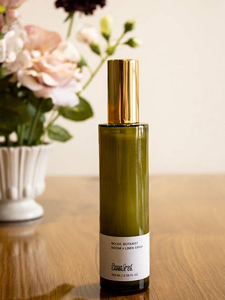 No. 04- Botanist- Room + Linen Spray (3.38fl oz/100mL) for wholesale by Prairie Coast Candle Co.