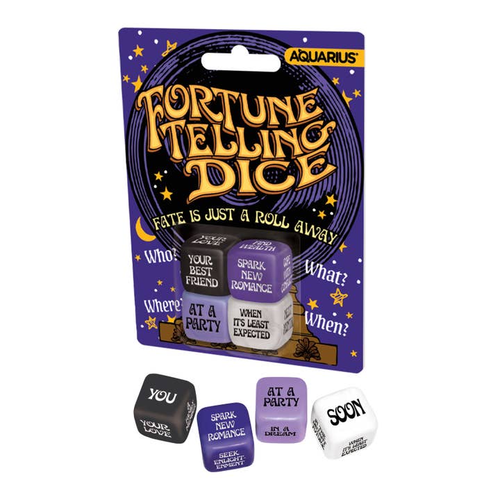 Fortune Telling Dice Rolling Game (4 Dice) for wholesale by AQUARIUS, GAMAGO, ICUP, & ROCK SAWS by NMR Brands