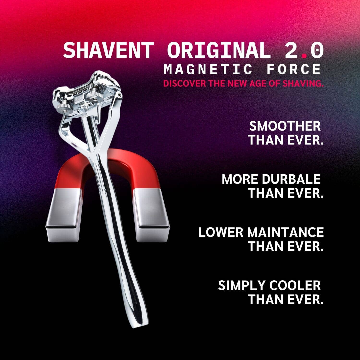 SHAVENT – Großhandel Rasierer – Herren – NEU: SHAVENT Original 2.0 - Magnetic Force - eleganter Schwingkopf-Rasierer aus Metall2