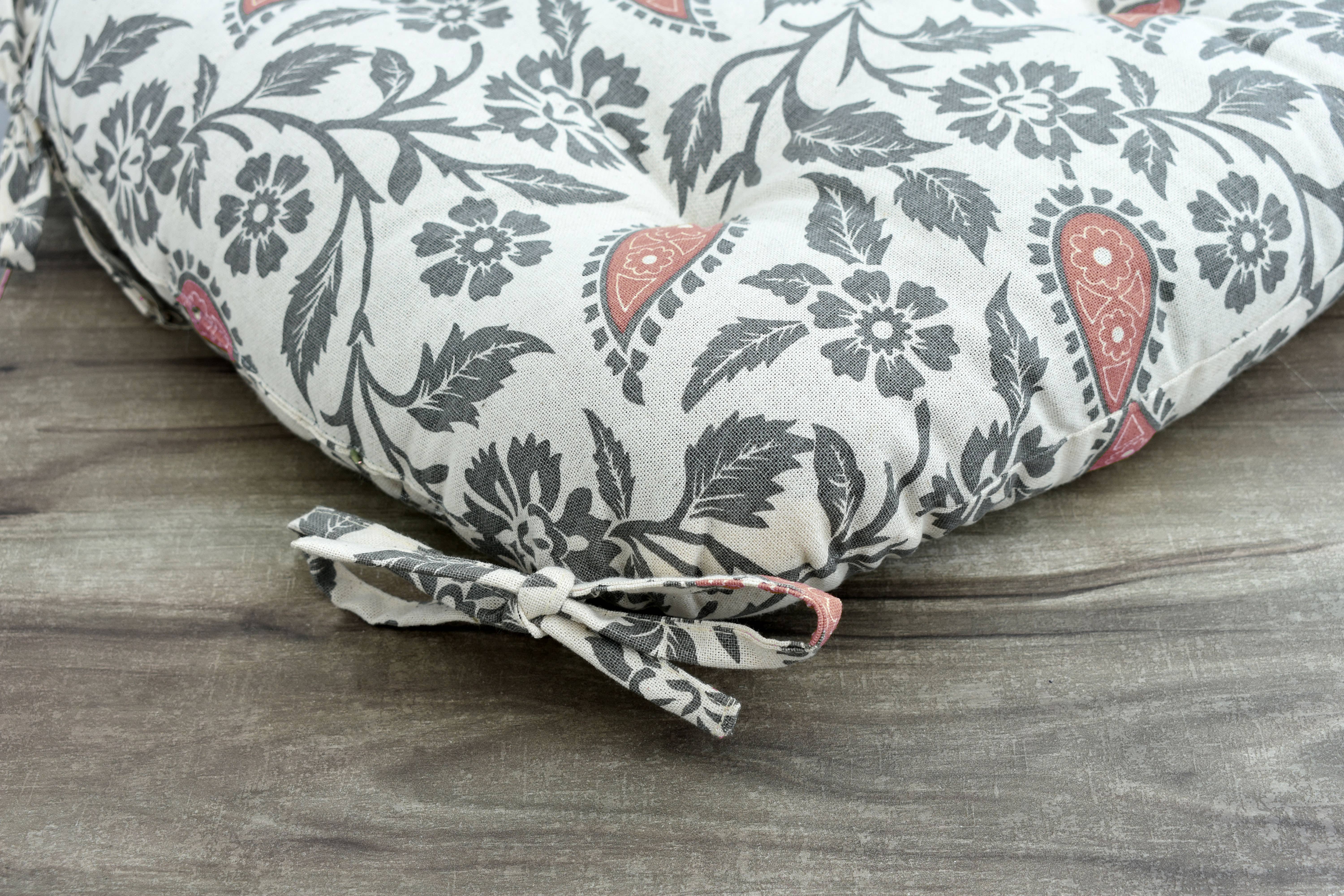 COZY HOMES COLLECTION - Wholesale Chair Cushion - Handmade Cotton Chair Seat Pads Cushions with Ties 16''x16''9