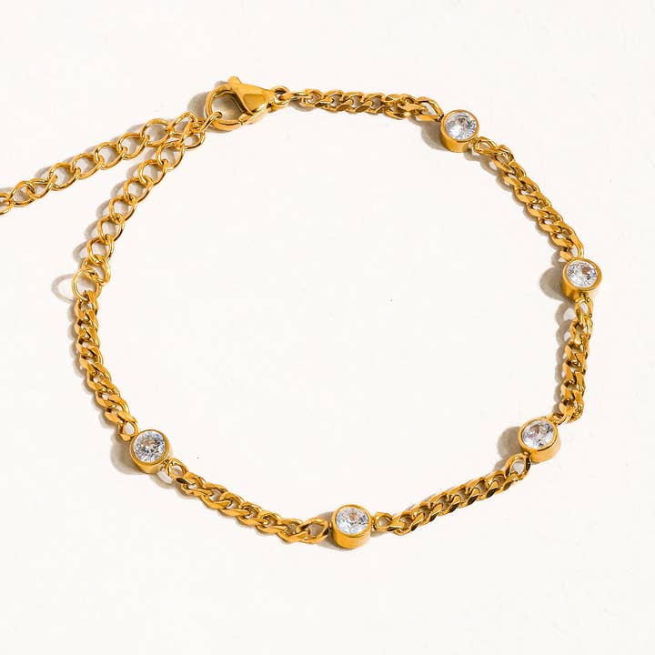 Cyrus 18K Gold Non-Tarnish CZ Chain Bracelet for wholesale on Faire