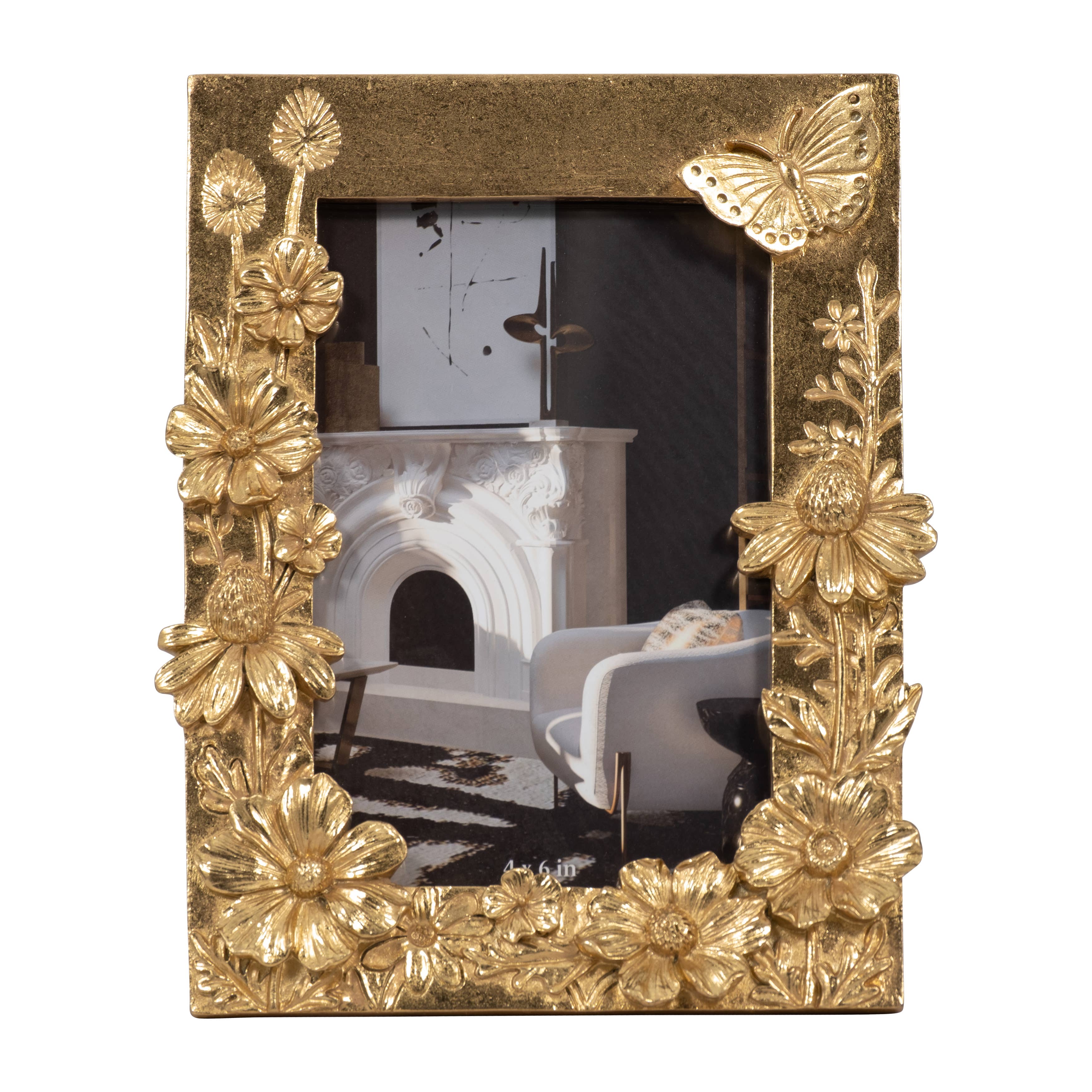 Sagebrook Home - Wholesale Picture Frame - Resin Boho Spring Time Photo Frame - Gold, 4x6 in.4
