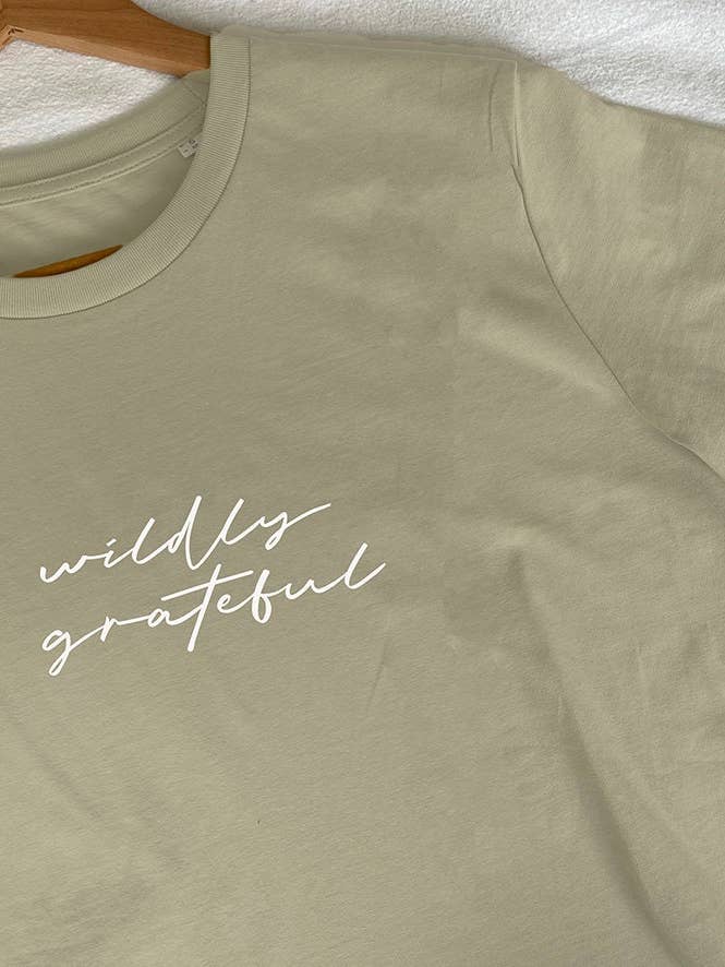 Wildly Grateful Organic T-Shirt for wholesale by Wilderness Grace