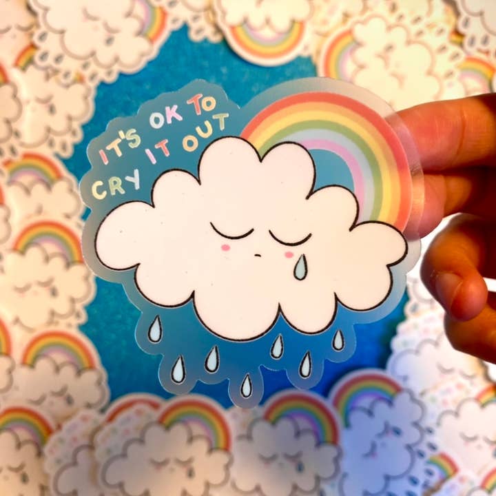 „Det er okay at græde“ udstanset klistermærke for engroshandel hos Afroditi's Art