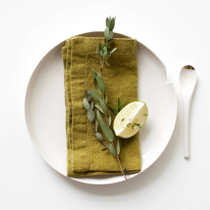 Linen Tales - Wholesale Dinner & Cloth Napkin - Moss Green Linen Napkins Set of 2