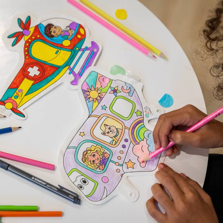 ARA-CREATIVE - Wholesale Coloring Book - Kids & Baby - 2 Color-In Inflatable Pack – Airplane + Helicopter