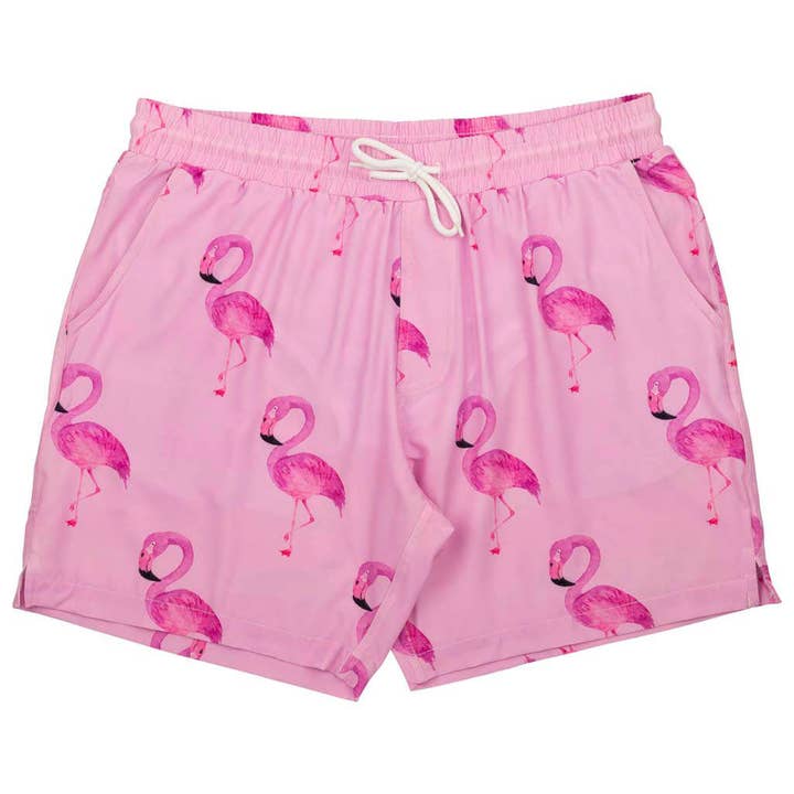 PREORDER Flamingo Men's Boardshorts (Ships w/c 10th Nov) for wholesale by Cheeky Chickadee