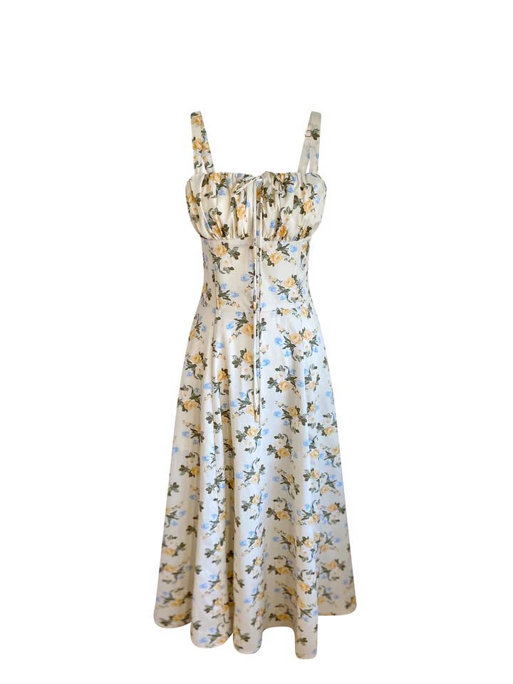 Robe bustier à fleurs jaunes pour la vente par Ariti Kaziris