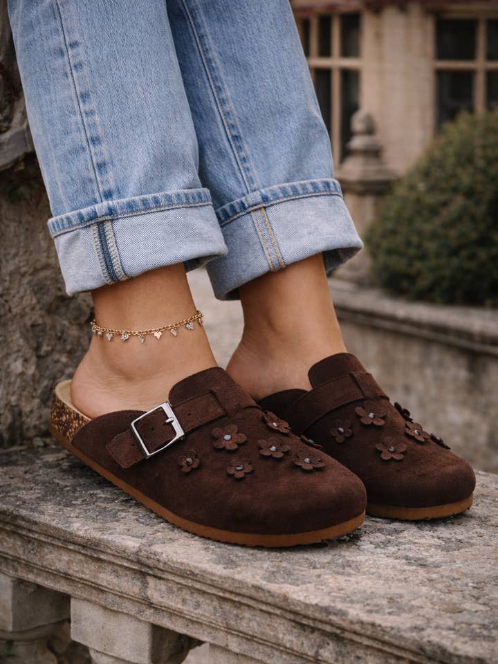Microfiber Flower Suede Clogs - Bloom for wholesale by Azarayah