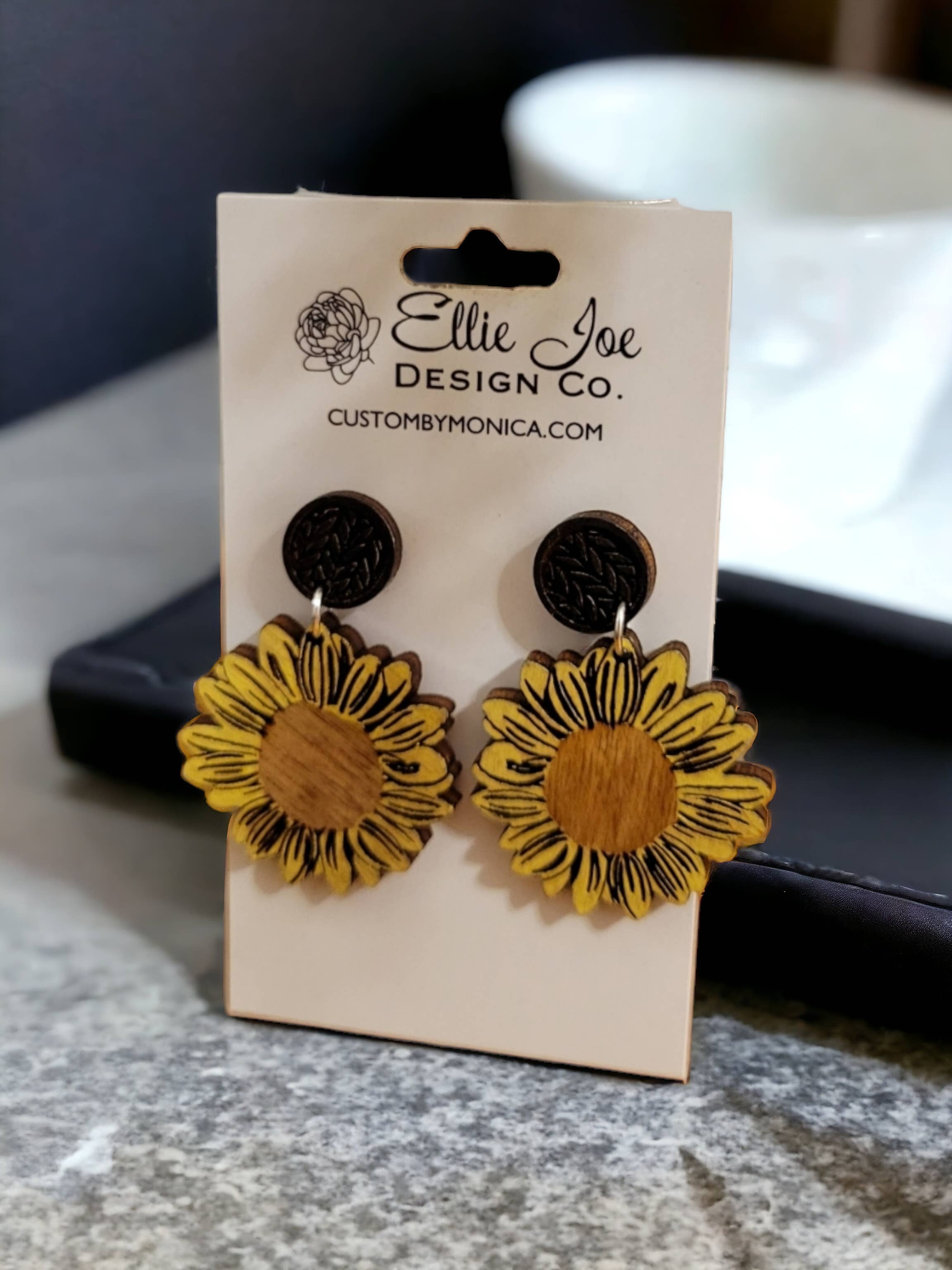 Ellie Joe Design Co - Vente Boucles d'oreilles pendantes - Boucles d'oreilles pendantes tournesol